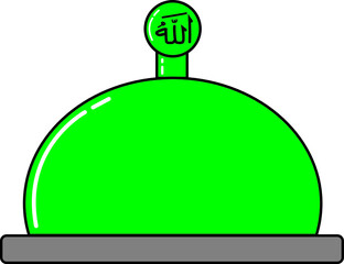 KUFIC CALLIGRAPHY OF ALLAH (god of Islam) with cuban Mosque.