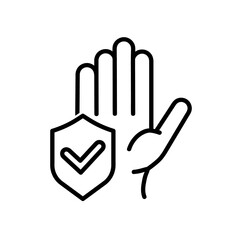 Hands washing flat icon. Pictogram for web. Line stroke. Isolated on white background. Vector eps10. Water stream on the hands.