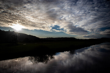 sunset over the lake