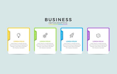 Obraz premium Business Infographic Design template. Thin line design with numbers 4 options or steps.