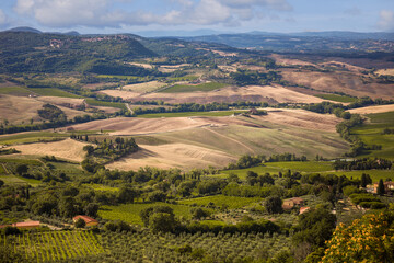 Fototapeta na wymiar View of Tuscany countryside from the uplands of Montepulciano, Italy