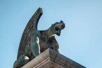 Gargoyle on a Bridge, Puente del Rain bridge, Valencia, Spain, Europe