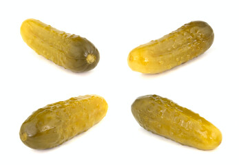 Marinated pickled cucumbers isolated on white background