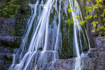 Spring in Gorg De L Olla waterfall in La Garrotxa, Girona, Spain