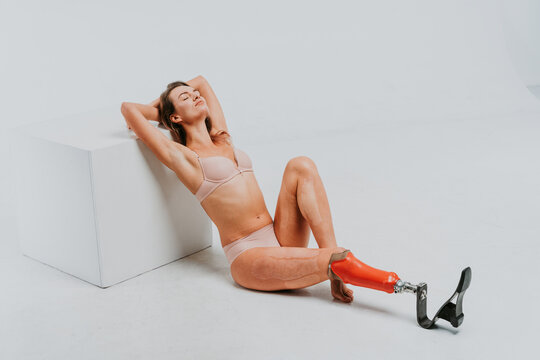 Beautiful Woman With Prosthesis Leg