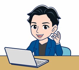 Young man in a blue jacket