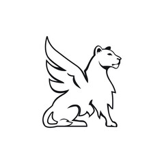 leoa female wings mythology logo sphinx lion wings exclusive design inspiration