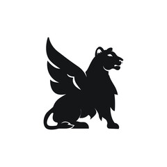 leoa female wings mythology logo sphinx lion wings exclusive design inspiration