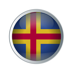 Obraz premium Flag of Aland Islands as round glossy icon. Button with flag design