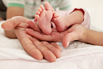 Feet of a newborn baby