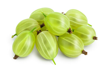 Green gooseberry isolated on white background with clipping path and full depth of field