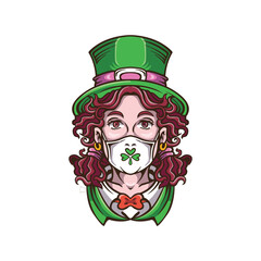 Girl using masker on Saint Patrick Day Illustration