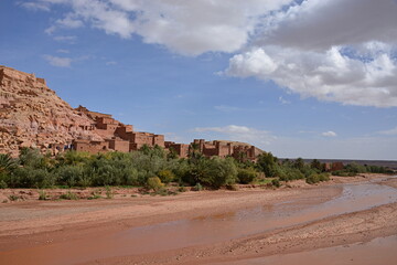 MOROCCO - AIT BEN HADDOU, Fortified village, ancient architecture of southern Morocco, made up of a group of buildings built in 1600 with organic materials, including a rich red mud.