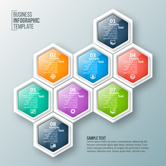 Abstract 3D Hexagon Infographics. Business template .Vector illustration