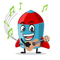 vector illustration of rocket character or mascot playing guitar