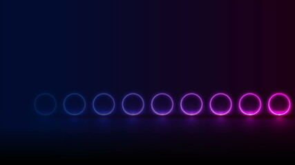 Concept abstract sci-fi background with blue purple glowing neon circles