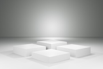 3D rendering of empty white podium.
