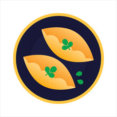 Pirozhki - russian little pies with various fillings. Isolated vector illustration on white background. Traditional russian cuisine. Authentic russian food dishes. Icon in contemporary geometric style