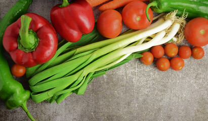 Healthy products for our body. Vegetables and miscellaneous. Orchard natural background. Copy space
