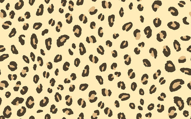 Abstract modern leopard seamless pattern. Animals trendy background. Beige and black decorative vector stock illustration for print, card, postcard, fabric, textile. Modern ornament of stylized skin.