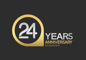 Obraz premium 24 years anniversary celebration simple design with golden circle and silver color combination can be use for greeting card, invitation and special celebration event