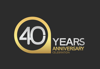 40 years anniversary celebration simple design with golden circle and silver color combination can be use for greeting card, invitation and special celebration event