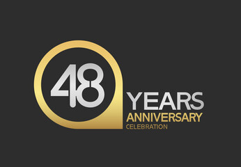 48 years anniversary celebration simple design with golden circle and silver color combination can be use for greeting card, invitation and special celebration event - obrazy, fototapety, plakaty