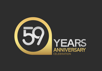 59 years anniversary celebration simple design with golden circle and silver color combination can be use for greeting card, invitation and special celebration event