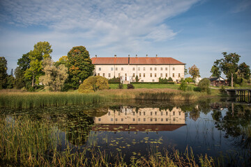 Fototapeta premium Medieval Dundaga castle and lake in Latvia
