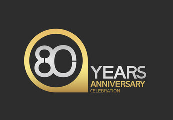 80 years anniversary celebration simple design with golden circle and silver color combination can be use for greeting card, invitation and special celebration event