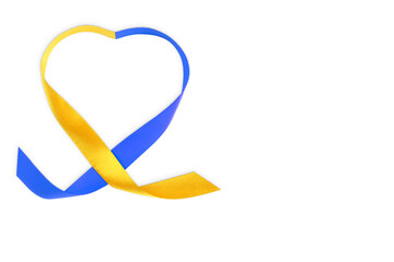 World Down Syndrome Day symbol. Yellow and blue ribbon. 21 March