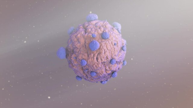 Cancer Cell Under The Microscope. Cancer Cell flow animation.