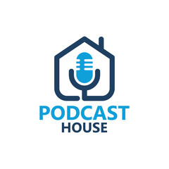 Podcast house logo template design