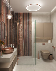 Modern bathroom design ideas, 3D render