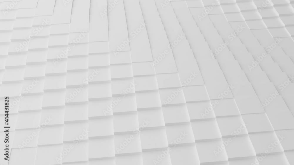 Poster seamless 3d video animation of waving pattern of repeating square texture. clean white motion 3d vid