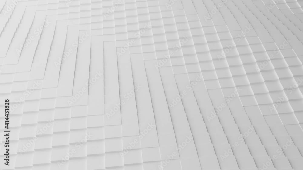 Poster seamless 3d video animation of waving pattern of repeating square texture. clean white motion 3d vid