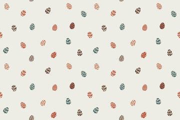 Easter eggs seamless pattern. Repetitive vector illustration of various coloured easter eggs. Happy easter texture. 
