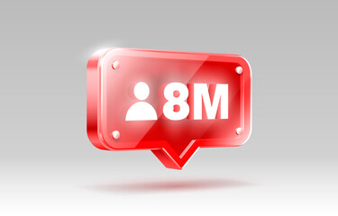 Thank you followers peoples, 8 million online social group, happy banner celebrate, Vector