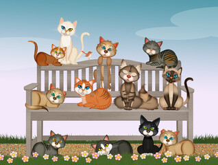 Fototapeta illustration of feline colony obraz