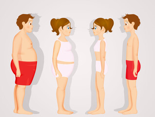 illustration of overweight children with obesity problems