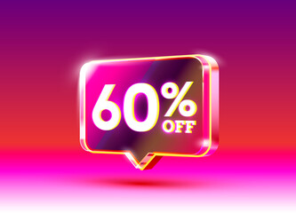 Discount special offer, 60 off sale flyer. Vector
