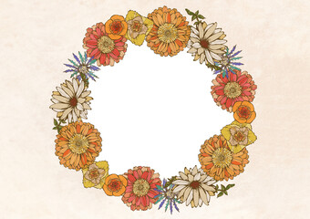 レトロポップ 夏の花柄 背景素材 アンティーク ヴィンテージデザイン Wall Mural Ayumi Takashima レトロポップ 夏の花柄 背景素材 アンティーク ヴィンテージデザイン Wall Mural Ayumi Takashima