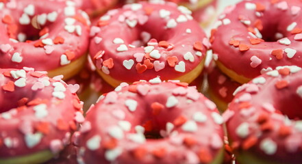 pink donuts close up with soft focus