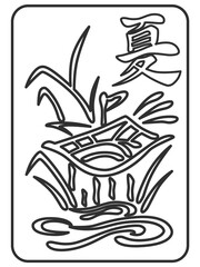 線画　夏　麻雀牌　牌　花牌　イラスト　アイコン