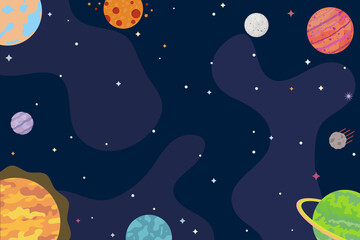 Space background. Abstract planets, universe, cosmos, interstellar travels. Vector illustration. © alazur