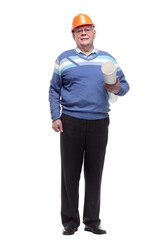 in full growth. senior engineer with the drawings.