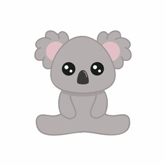Cute koala with big eyes isolated on a white background. Vector illustration in cartoon style