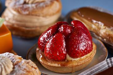 Strawberries tart closeup