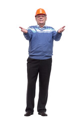 in full growth. friendly senior architect looking at you