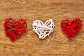 paper  hearts on wooden background